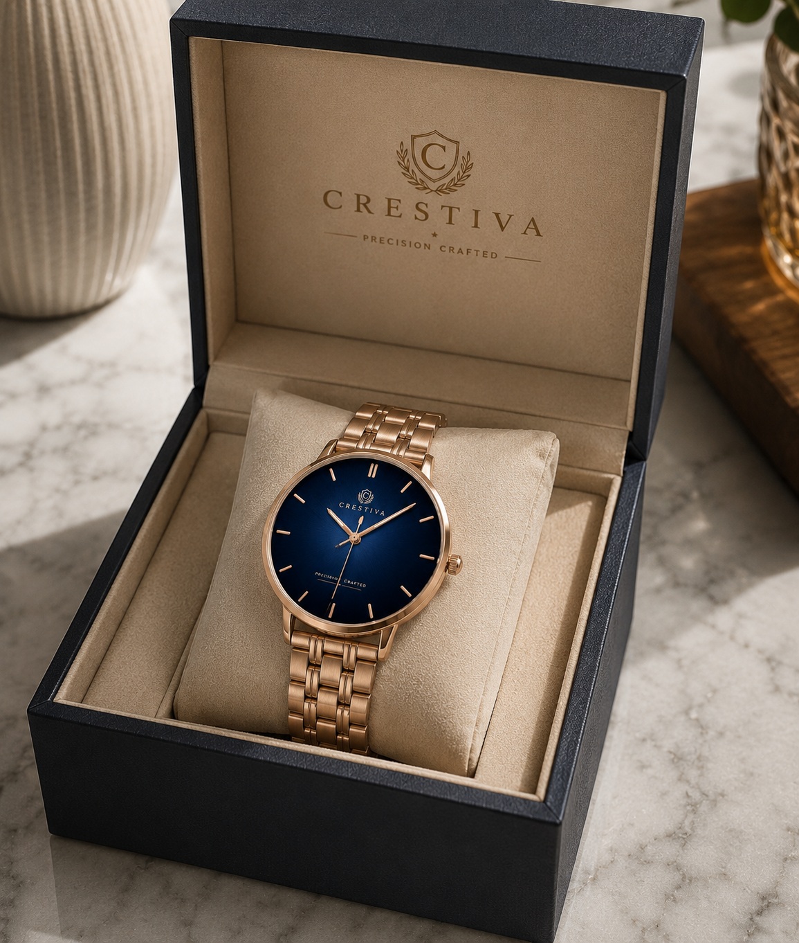 The Crestiva Classic — Steel Quartz Timepiece